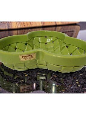 Primo' gi Italian Handmade Glazed Ceramic Pottery Lattice Bowl. 9"W X 3"D